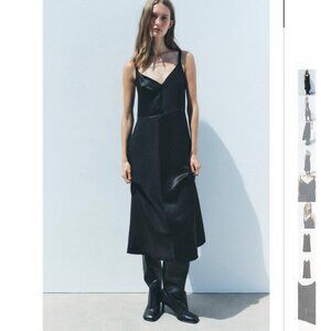 NWT ZARA SATIN EFFECT SLIP DRESS ZW COLLECTION BLACK